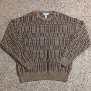 David Taylor Tan and Brown Crewneck Sweater